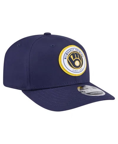 New Era Men's Navy Milwaukee Brewers Circle Patch 9seventy Stretch-snap Hat In Blue