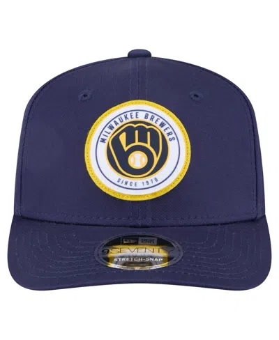 New Era Men's Navy Milwaukee Brewers Circle Patch 9seventy Stretch-snap Hat In Blue