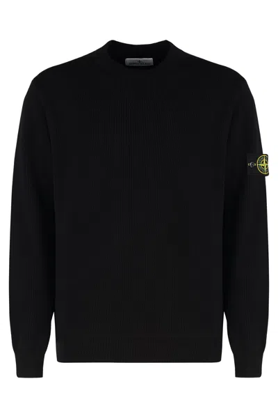 Stone Island Black Wool Sweater In Black