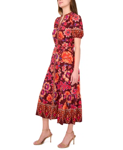 Msk Petite Puff Sleeve Maxi Dress In Multi