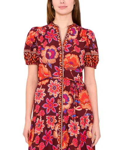 Msk Petite Puff Sleeve Maxi Dress In Multi