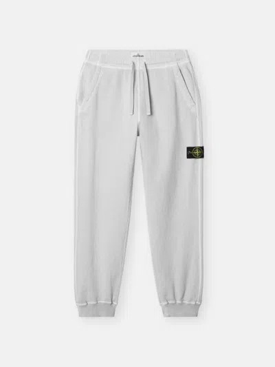 Stone Island Regular Tapered Fit Joggers With Slub Efffect And Pockets In White