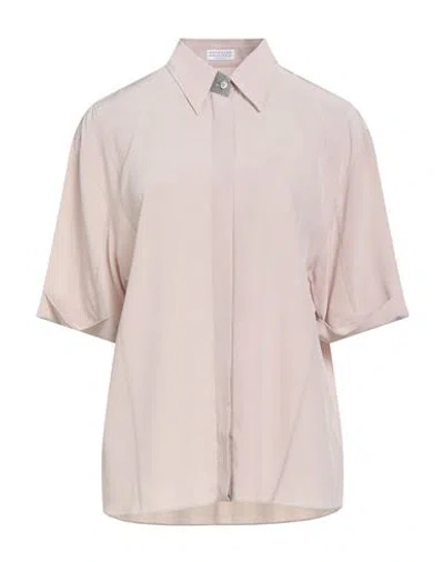 Brunello Cucinelli Woman Shirt Blush Size L Silk In Pink