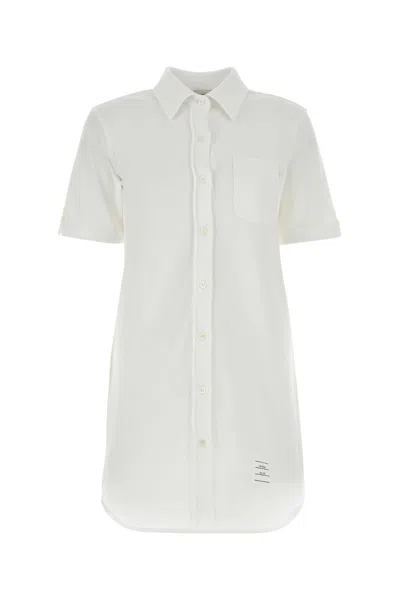 Thom Browne Sequin Embellished Mini Shirt Dress In White