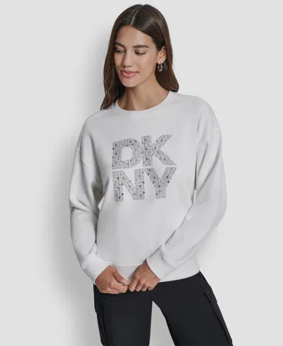 Dkny Jeans Rhinestone Logo Sweatshirt In Gray