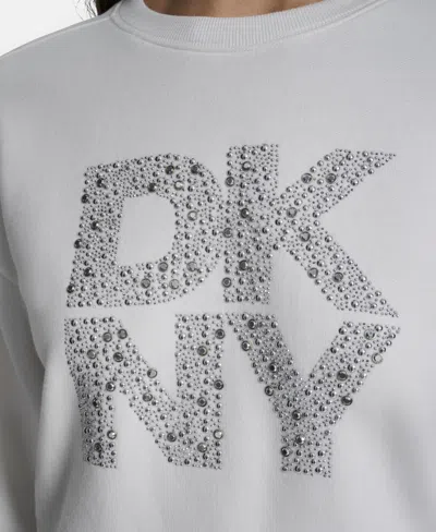 Dkny Jeans Rhinestone Logo Sweatshirt In Gray