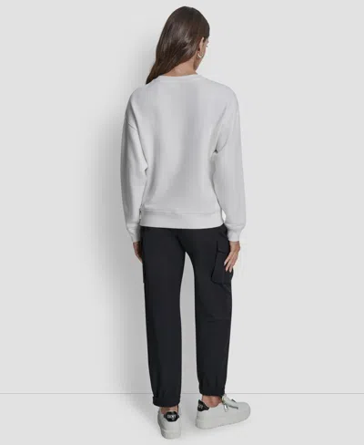 Dkny Jeans Rhinestone Logo Sweatshirt In Gray