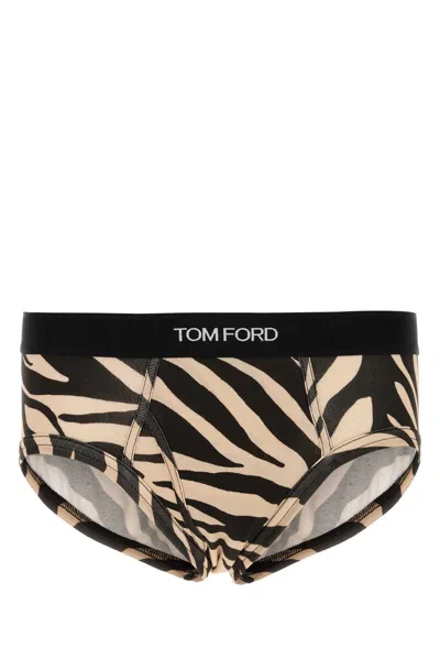 Tom Ford Zebra Pattern Stretch Cotton Slip In Animal Print