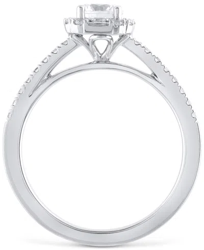 Macy's Diamond Halo Engagement Ring (3/4 Ct. T.w.) In 14k White Gold In Metallic