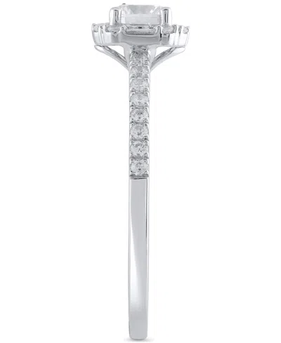 Macy's Diamond Halo Engagement Ring (3/4 Ct. T.w.) In 14k White Gold In Metallic