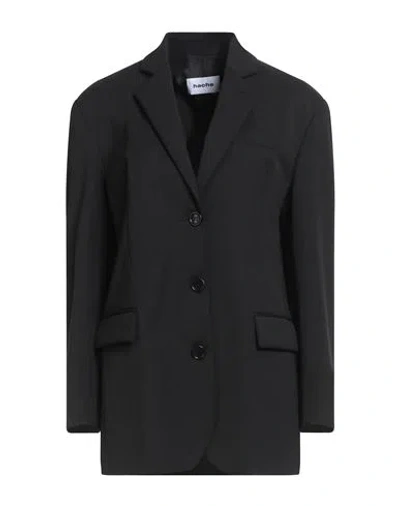 Hache Woman Blazer Black Size 8 Polyester, Virgin Wool, Elastane In Black