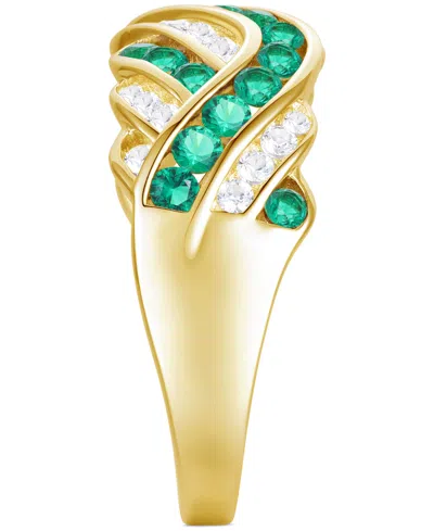 Macy's Created Sapphire, Created White Sapphire & Multi-gemstone Ring In Sterling Silver In Gold