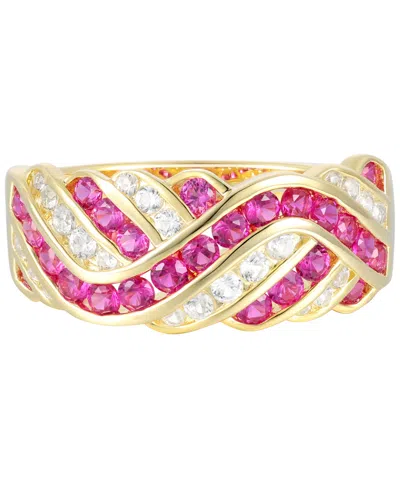 Macy's Created Sapphire, Created White Sapphire & Multi-gemstone Ring In Sterling Silver In Gold