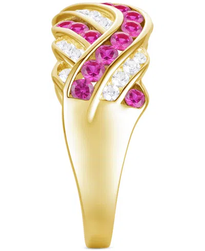 Macy's Created Sapphire, Created White Sapphire & Multi-gemstone Ring In Sterling Silver In Gold
