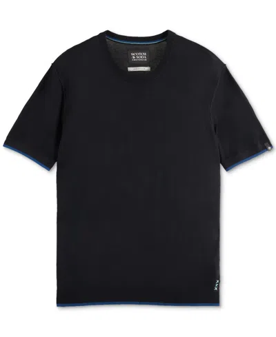 Scotch & Soda Men's Relaxed Fit Short Sleeve Textured T-shirt In Black