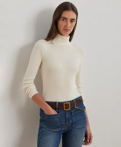 Ralph Lauren Ribbed Turtleneck Sweater In White