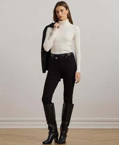 Ralph Lauren Ribbed Turtleneck Sweater In White