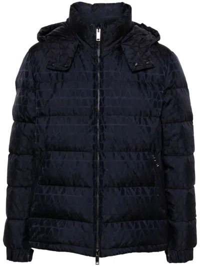 Valentino Garavani Man Puffer Navy Size 42 Polyamide In Blue