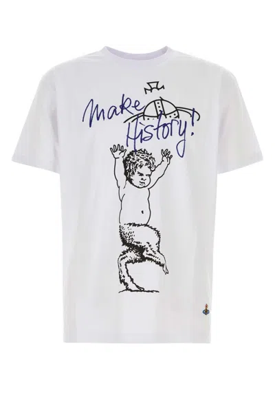 Vivienne Westwood Cotton Crew Neck T-shirt With Graphic Print In White