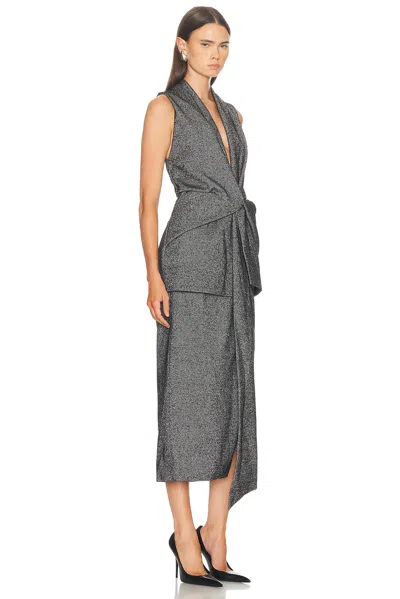 Brandon Maxwell The Margo Wool Vest Asymmetrical Midi Dress In Gray