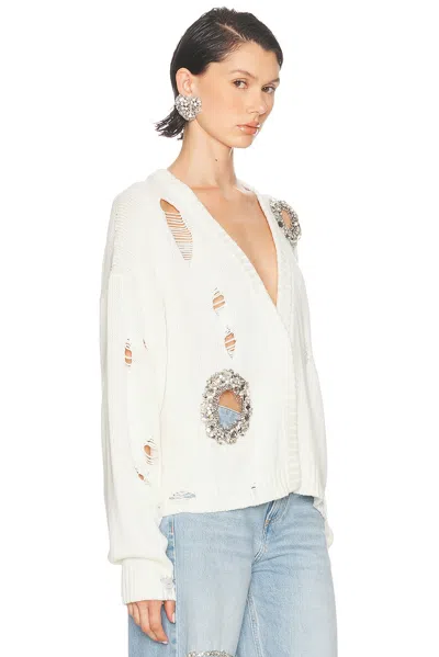 Area Crystal-embellished Cotton And Cashmere Cardigan In Neutral