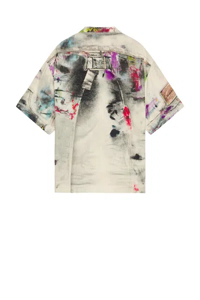 Acne Studios Paint-splatter Short-sleeve Shirt In Neutral