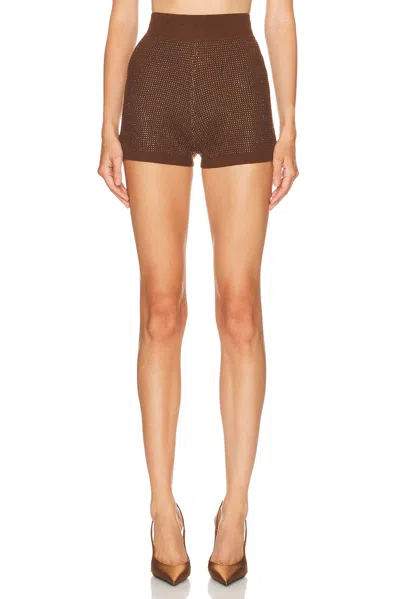 David Koma Rhinestone-embellished Shorts In Brown