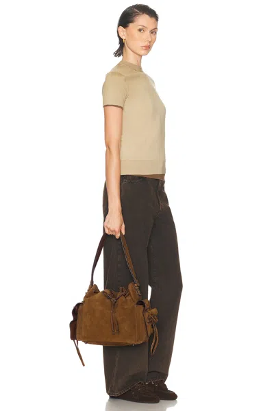 Acne Studios Womens Cognac Brown Multi-pocket Mini Suede Bucket Bag In Brown