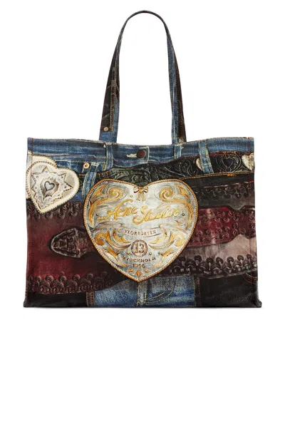 Acne Studios Denim-patch Heart Tote Bag