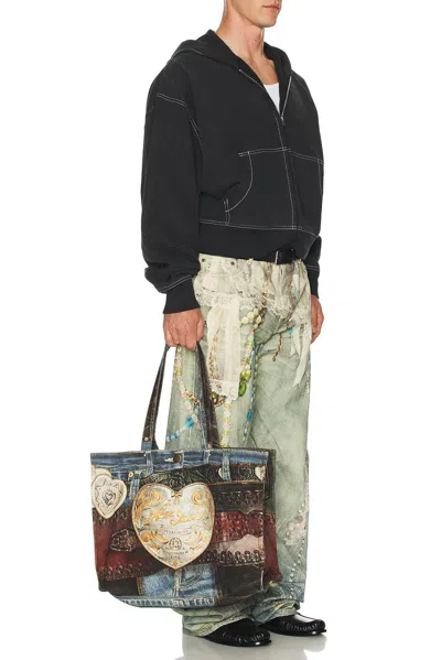 Acne Studios Denim-patch Heart Tote Bag