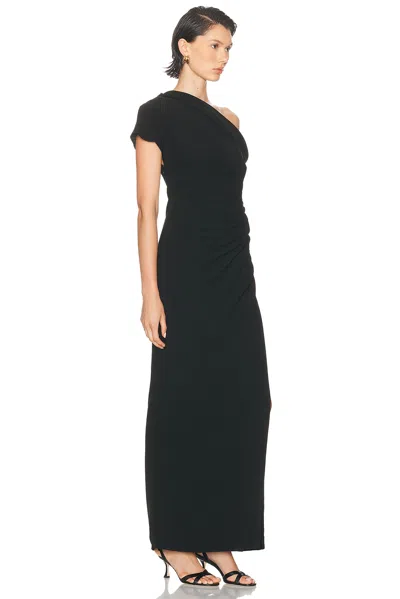 Simkhai Kally One-shoulder Draped Pleated Crepe Gown In Black