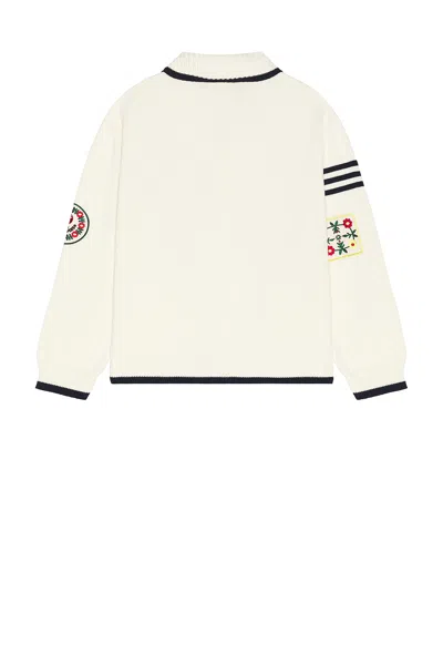 Found York Varsity Patch Collared Cardigan In White