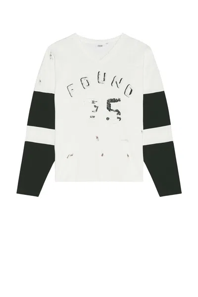 Found Distressed Long Sleeve Team Jersey In White