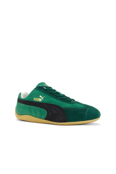 Puma 'speedcat' Green Sneakers With Logo Print On The Side And Logo Lettering On The Side In Suede Unisex In Green