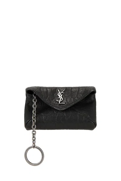 Saint Laurent Keychain Case Envelope Cassandre Black In Black