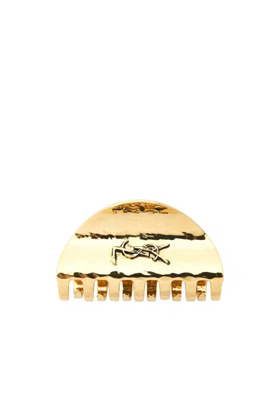 Saint Laurent Cassandre Claw Clip In Hammered Metal In Gold