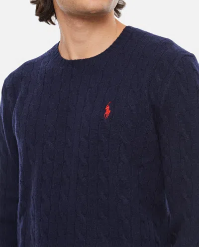 Polo Ralph Lauren Iconica Maglia A Trecce Lana E Cashmere. Regular-fit. Girocollo. Sweater In Blue