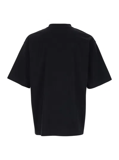 Off-white Oversized Black T-shirt With Contrasting Logo Print In Cotton