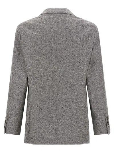 Brunello Cucinelli Tailored Suit Set Double-breasted Jacket In Gray