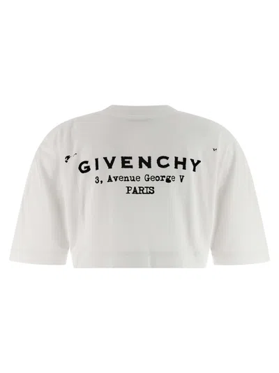 Givenchy Cropped Fit T-shirt In Cotton With Stamp Print Clothing In White
