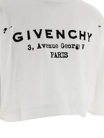 Givenchy Cropped Fit T-shirt In Cotton With Stamp Print Clothing In White