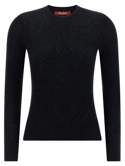 Max Mara Wool And Silk Sweater With Sequins In Black