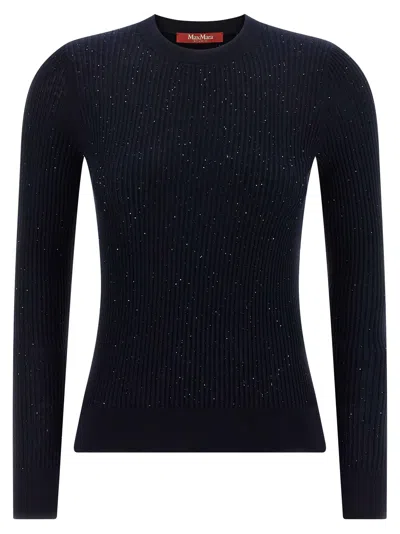 Max Mara Wool And Silk Sweater With Sequins In Black
