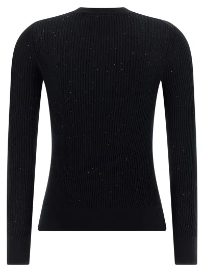 Max Mara Wool And Silk Sweater With Sequins In Black