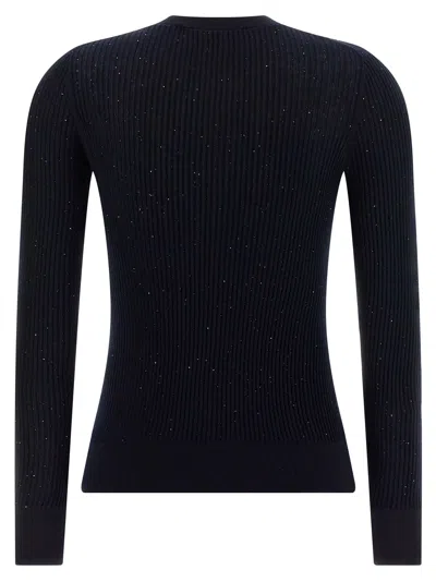 Max Mara Wool And Silk Sweater With Sequins In Black