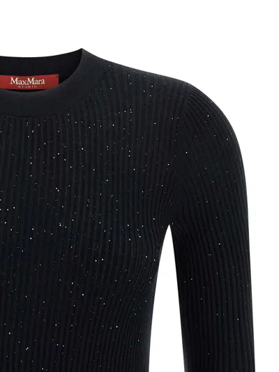Max Mara Wool And Silk Sweater With Sequins In Black