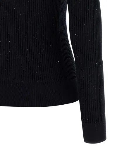 Max Mara Wool And Silk Sweater With Sequins In Black