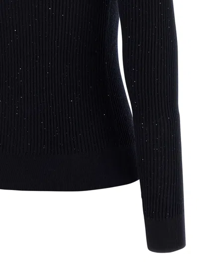 Max Mara Wool And Silk Sweater With Sequins In Black