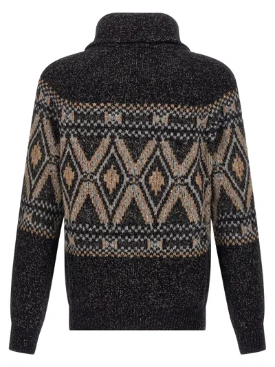 Brunello Cucinelli Wool Shawl Collar Cardigan In Black