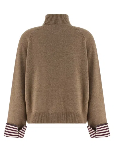Brunello Cucinelli Cashmere Sweater Monili Detail In Brown